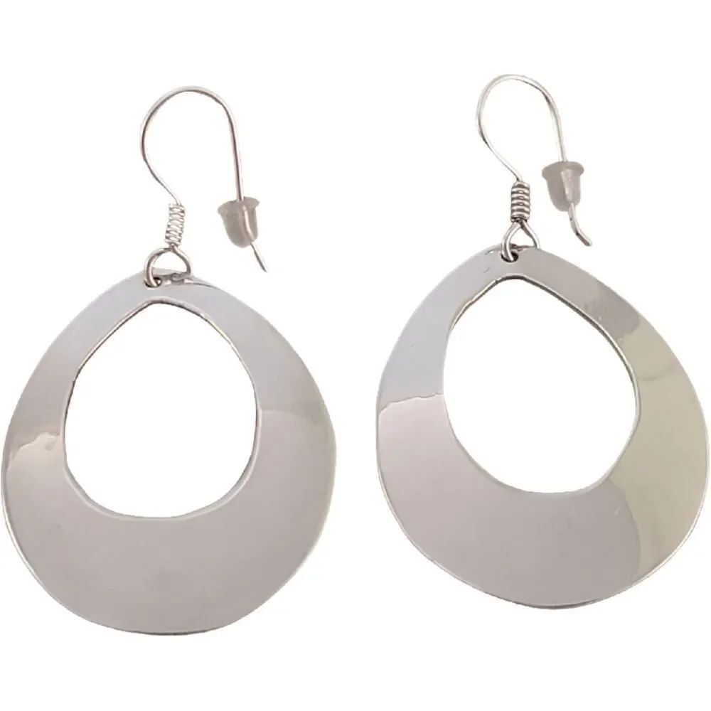 Sterling Mexico Tear Drop Hoop Earrings